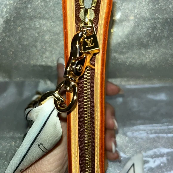 Louis Vuitton Calfskin Leather Pochette Chain Wristlet